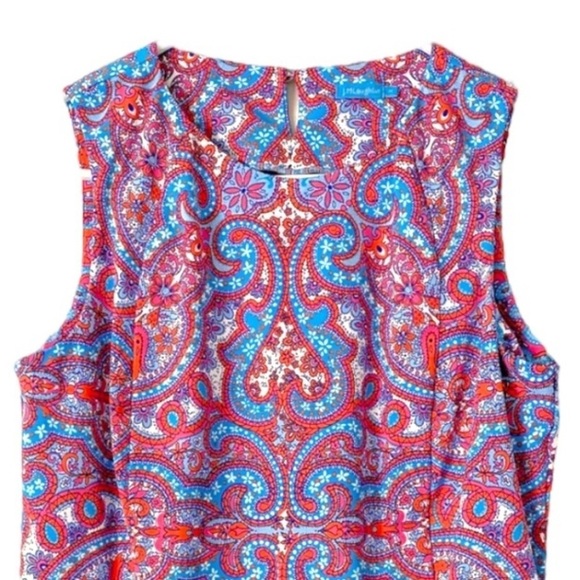 J. McLaughlin Top Tania Augusta Sleeveless Paisley Pink Blue White Size Medium - Picture 2 of 6